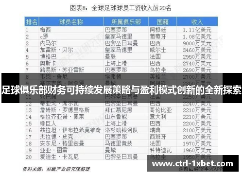 足球俱乐部财务可持续发展策略与盈利模式创新的全新探索